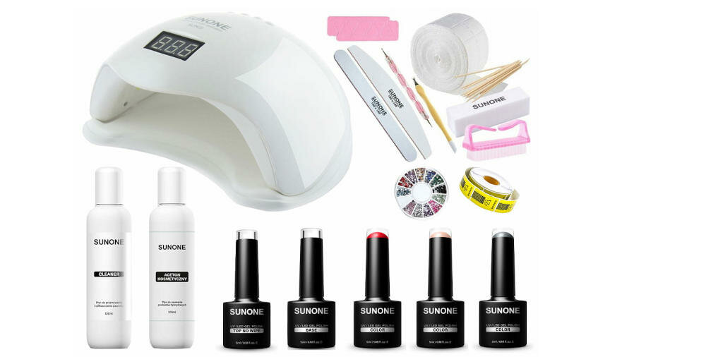 SUNONE-2 zestaw stylizacja paznokci baza top no wipe aceton usuwanie hybrydy cleaner pędzelek szpatułka lakiery kolory