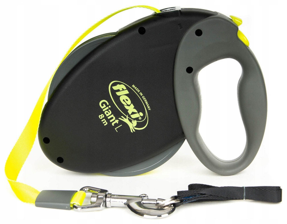Smycz FLEXI Giant Neon M (8 m - 50 kg) Czarno-żółty wygląd prezentacja design wizualizacja kolor kolorystyka