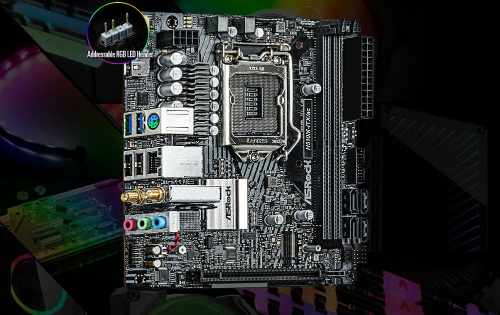 Płyta główna ASROCK H510M-ITX-AC - podswietlenie