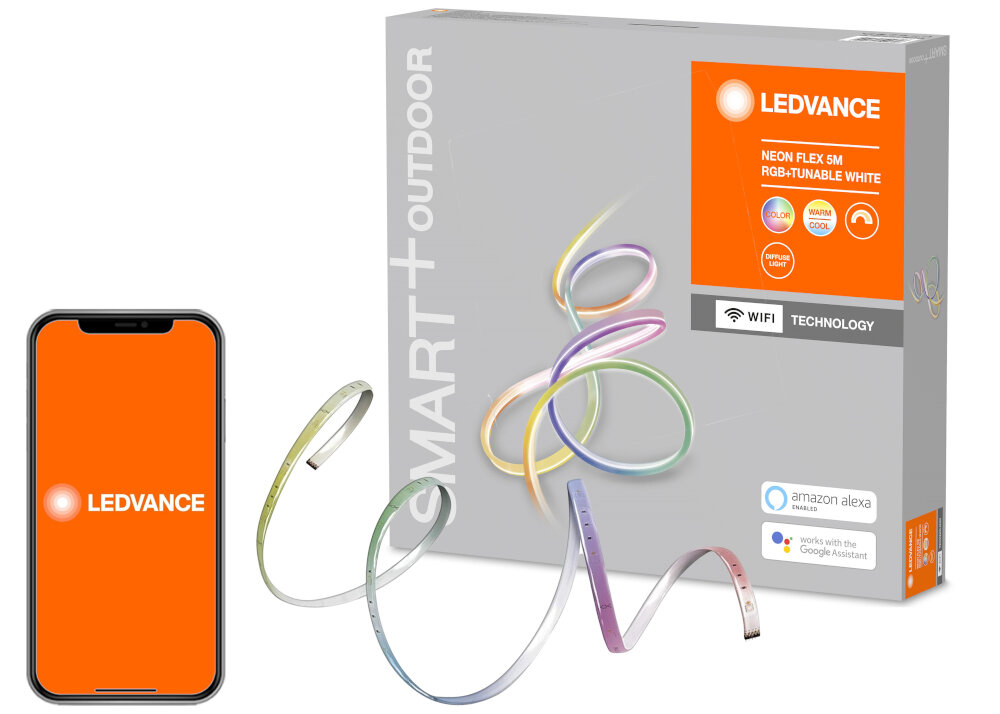 Taśma LED LEDVANCE Smart Flex 504806 5m możliwość bezpośredniego sterowania aplikacja mobilna LEDVANCE SMART+ systemy głosowe Amazon Alexa Google Assistant