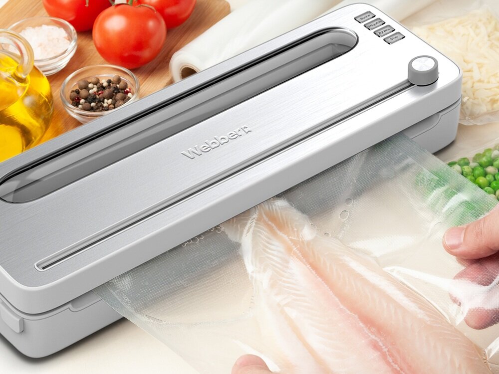 Zgrzewarka próżniowa WEBBER V104-B mniej miejsca, łatwiejsze do ułożenia, szybkie znalezienie produktów