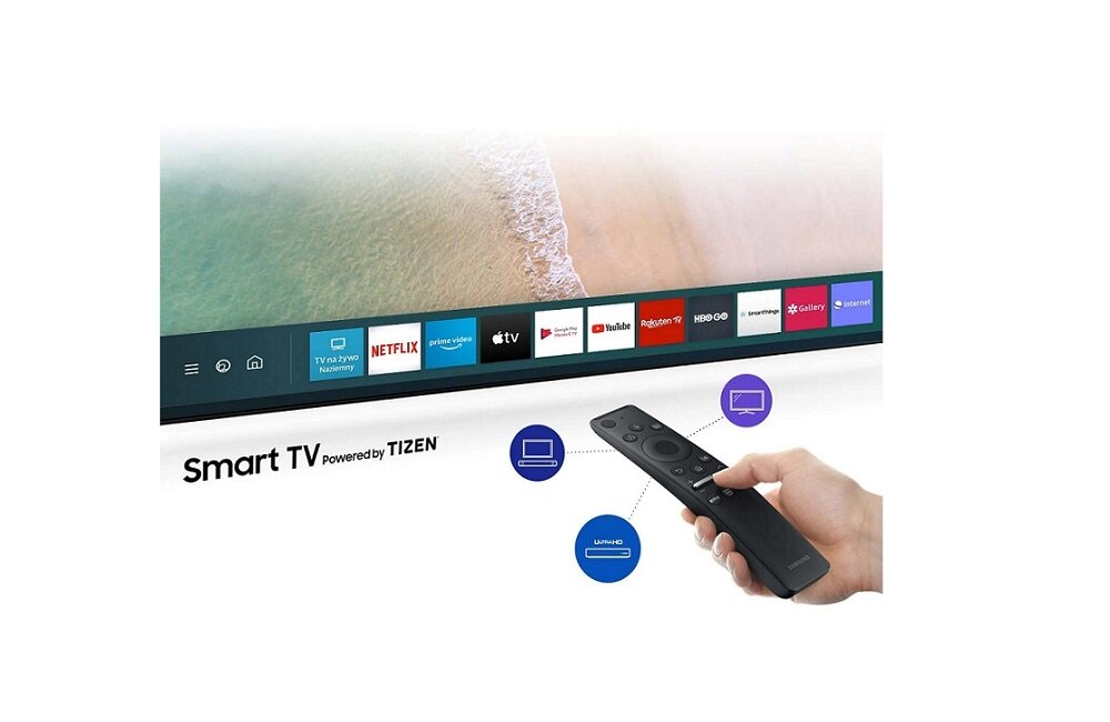 SAMSUNG QLED TV QE65Q77A Один пульт дистанційного керування в мінімалістському стилі