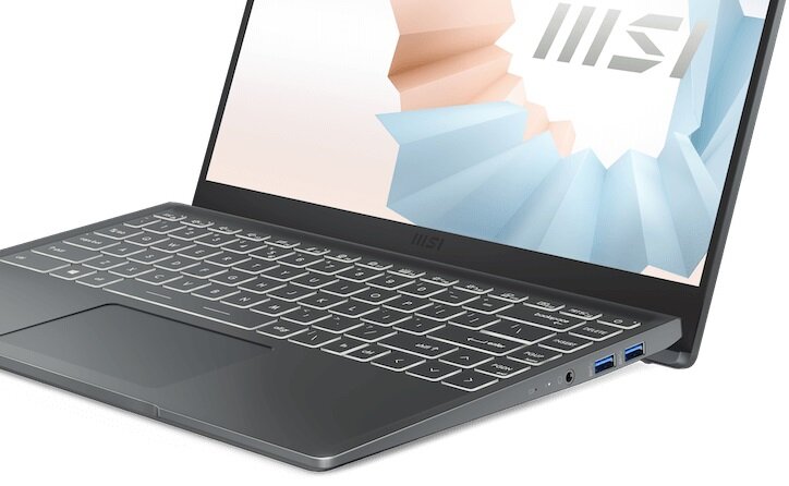 Laptop MSI Modern 14 - Podświetlana klawiatura 