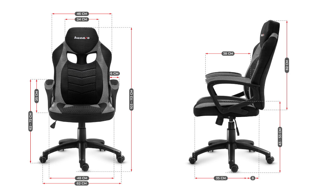 Fotel HUZARO Force 2.5 ergonomiczny układ kostny podparcie