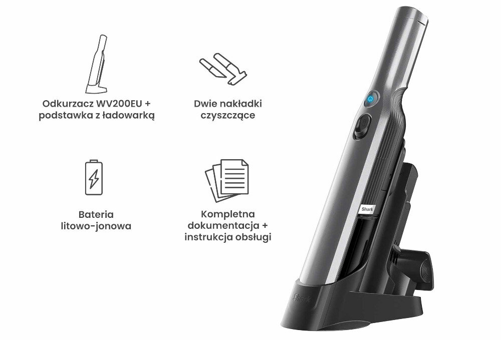 Odkurzacz reczny SHARK WV251EU zestaw akcesoria komplet wyposazenie