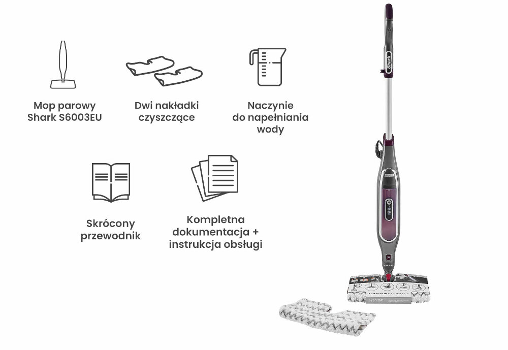 Mop parowy SHARK S6003EU zestaw akcesoria komplet wyposazenie