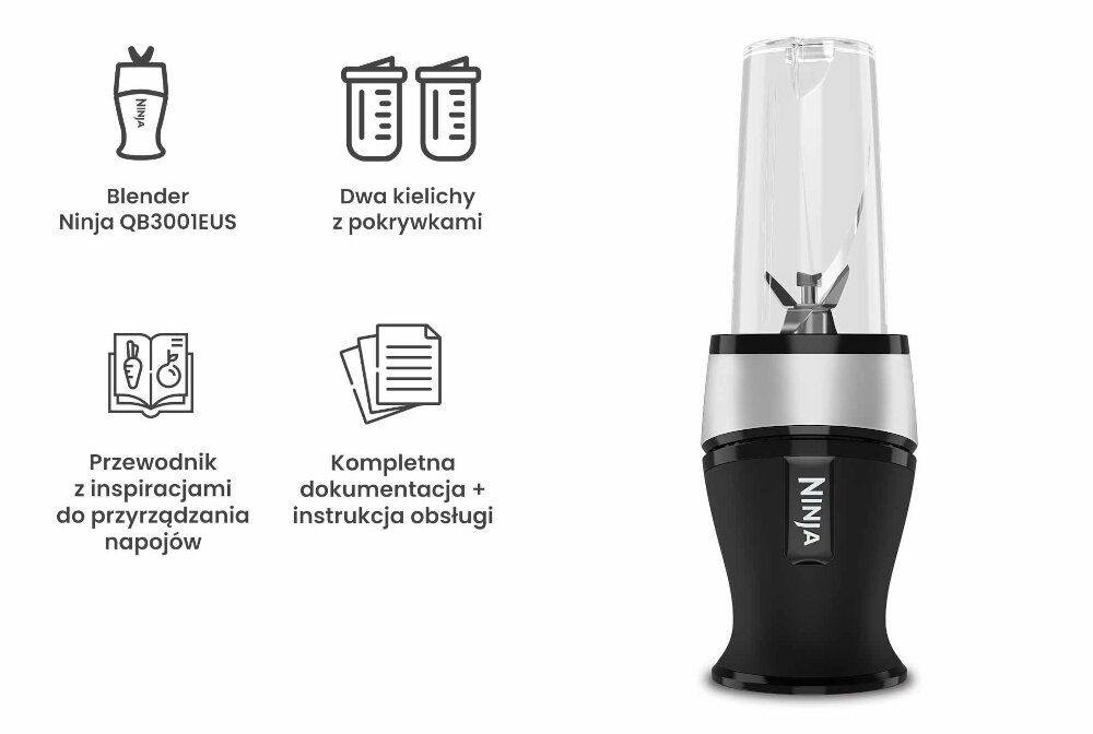 Blender kielichowy NINJA QB3001EUS zestaw akcesoria komplet wyposazenie