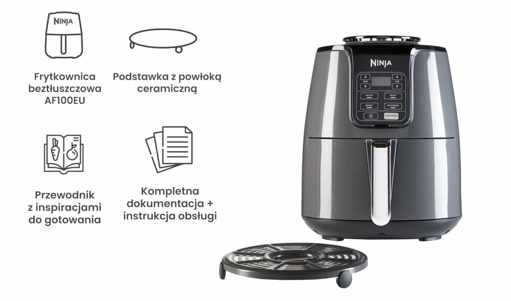 Frytkownica beztluszczowa NINJA AF100EU Air Fryer zestaw akcesoria komplet wyposazenie