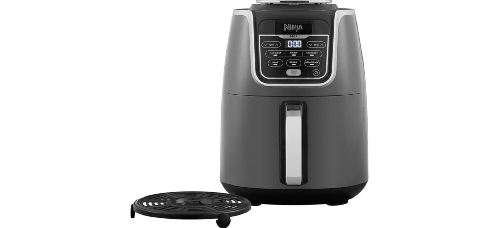 Frytkownica beztłuszczowa NINJA Max AF160EU Air Fryer specyfikacja informacje nozki antyposlizgowe pojemnos misy regulacja temperatury program czasowy wymiary