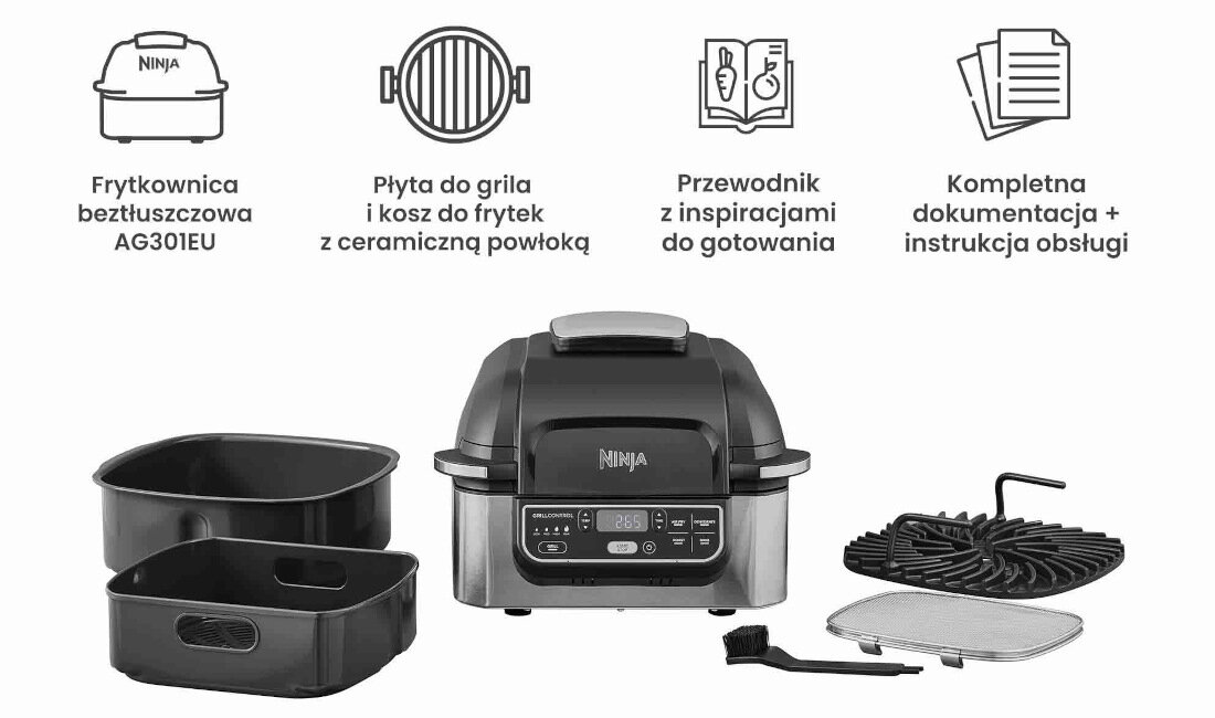 Frytkownica beztluszczowa NINJA AG301EU Air Fryer zestaw akcesoria komplet wyposazenie