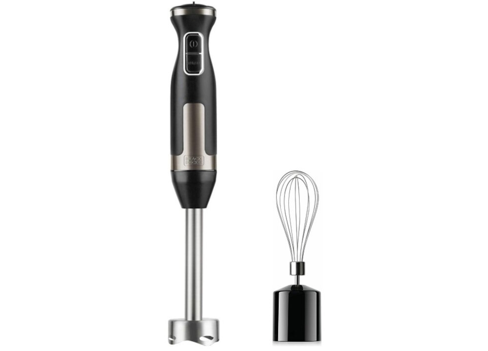 Blender BLACK&DECKER BXHBA1500E latwa wymiana koncowek jednym przyciskiem cztery ostrza wykonane z wysokiej jakosci stali nierdzewnej