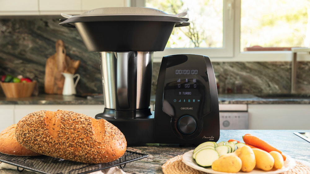 Robot wielofunkcyjny CECOTEC Mambo 10070 1700W z wbudowaną wagą i funkcją gotowania gotowanie w dzbanku koszu i parowarze na 2 poziomach oszczednosc czasu od 0 do 10 poziomow ustawienia regulacja