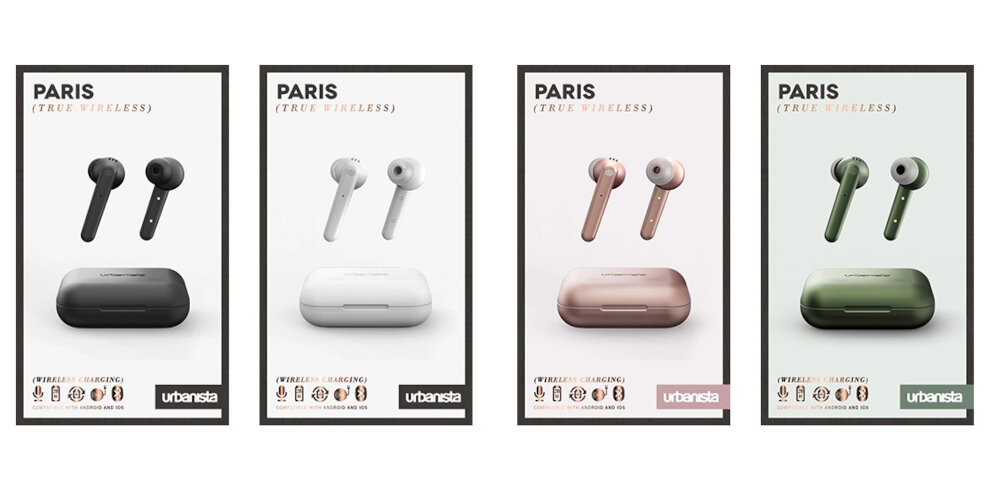 SŁUCHAWKI BLUETOOTH URBANISTA PARIS TWS DOKANAŁOWE CZARNE kolor