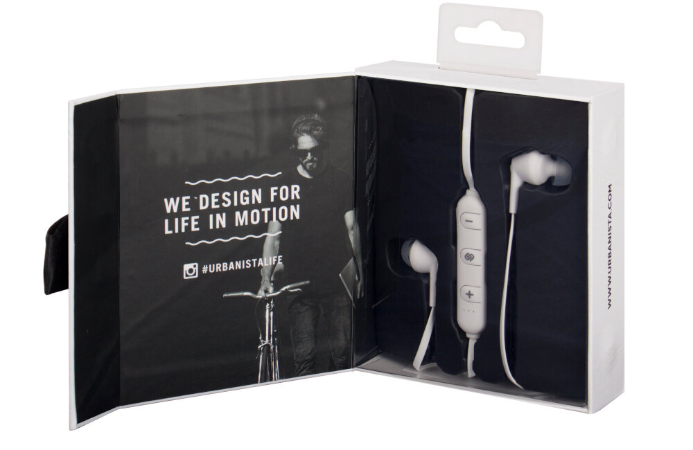 SŁUCHAWKI BLUETOOTH URBANISTA MADRID NASZYJNE DOKANAŁOWE BIAŁE ZESTAW