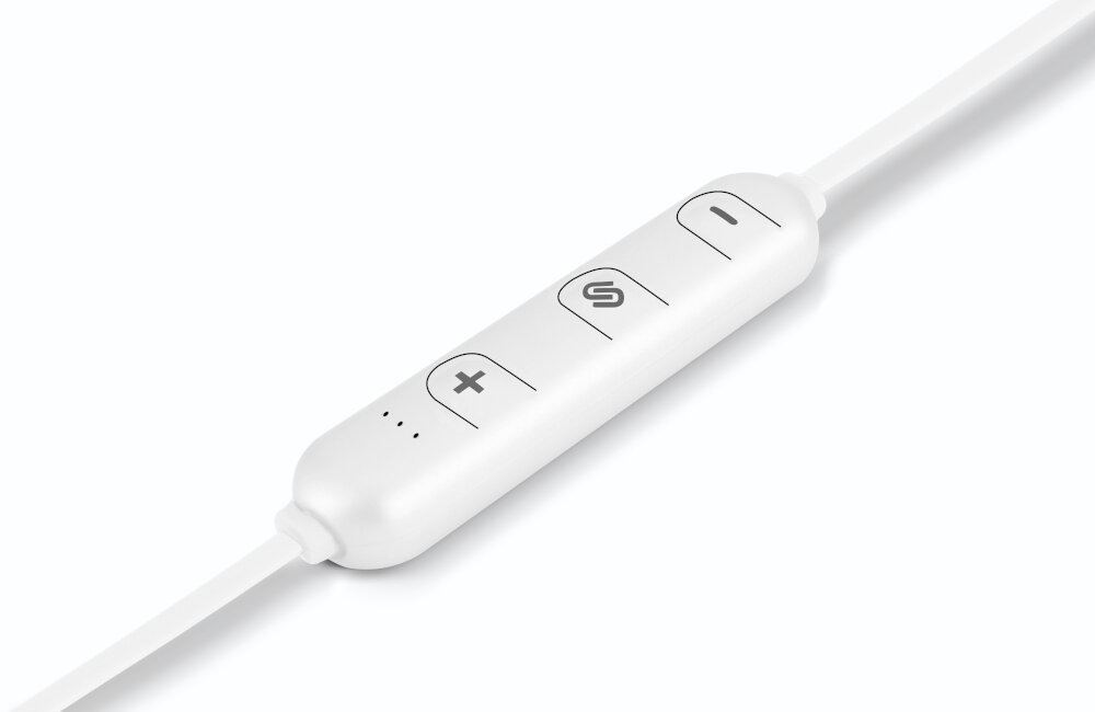 SŁUCHAWKI BLUETOOTH URBANISTA MADRID NASZYJNE DOKANAŁOWE BIAŁE regulacja głośności pilot