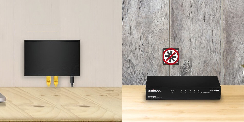 Switch EDIMAX GS-1005E obudowa materiał chłodzenie montaż na ścianie