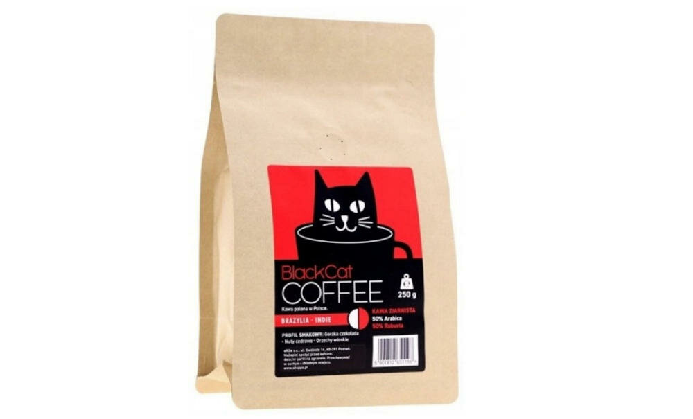 BLACK-CAT-BRAZYLIA kawa arabika robusta owoce kakaowca aromatyczna brazylia indie czarny napar energia