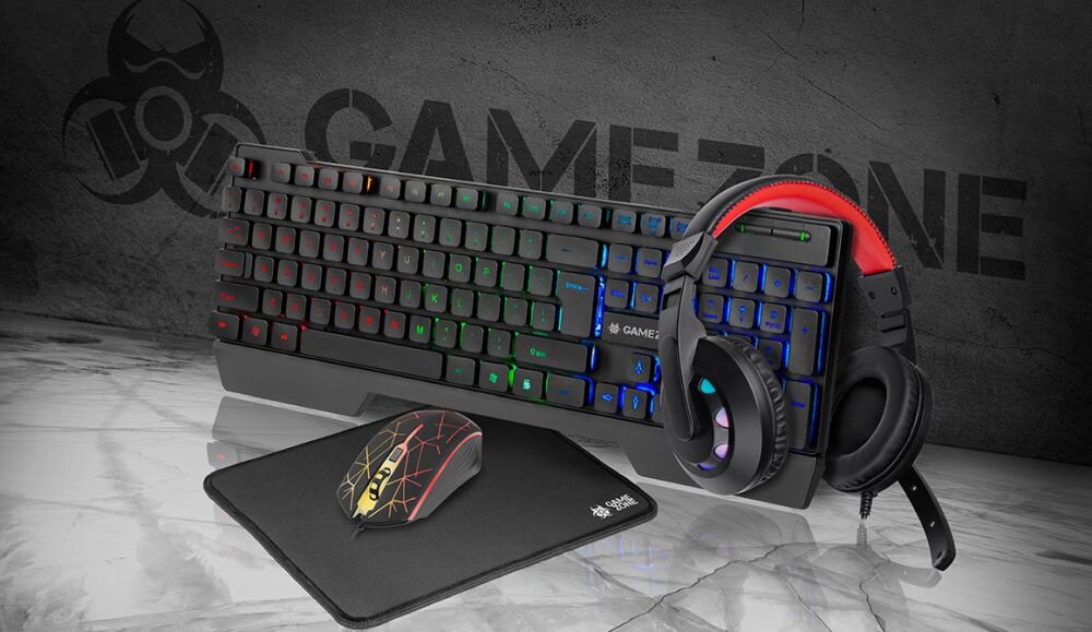 Zestaw TRACER Gamezone Mamooth mysz klawiatura słuchawki podkładka zestaw granie dla graczy rgb