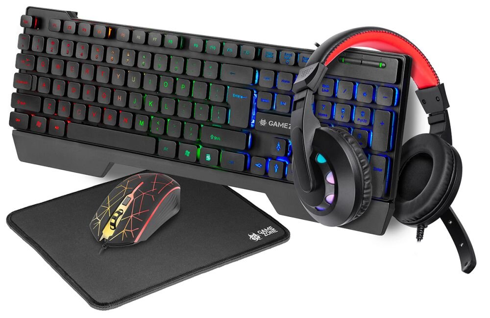 Zestaw TRACER Gamezone Mamooth mysz klawiatura słuchawki podkładka zestaw granie dla graczy rgb