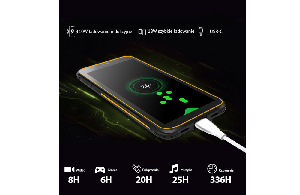 BLACKVIEW BV6300 Pro POMARAŃCZOWY akumulator ładowanie bezprzewodowe czas pracy urządzenia