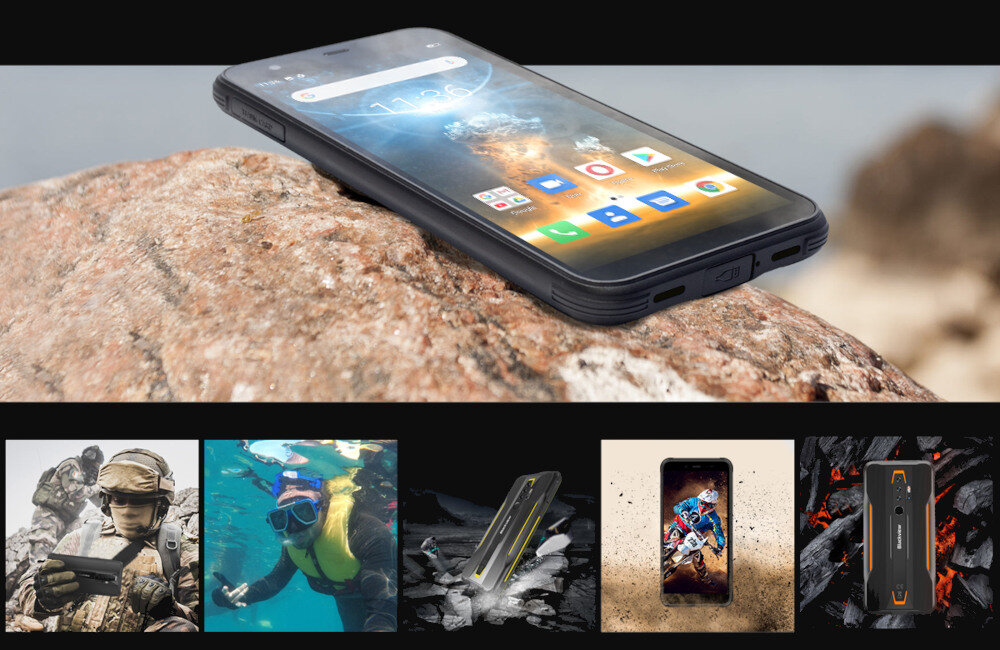 BLACKVIEW BV6300 Pro POMARAŃCZOWY nawigacja cztery systemy Android 10