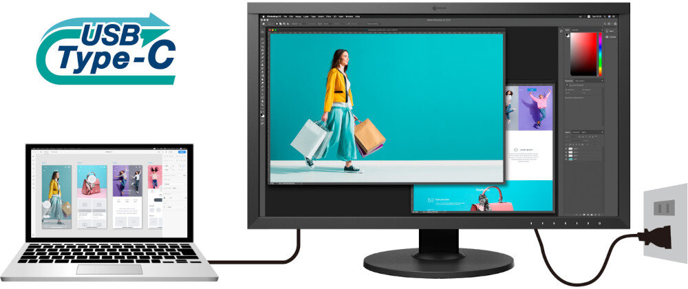Monitor EIZO ColorEdge CS2740-BK złącze zasilanie USB-C przesyłanie dane