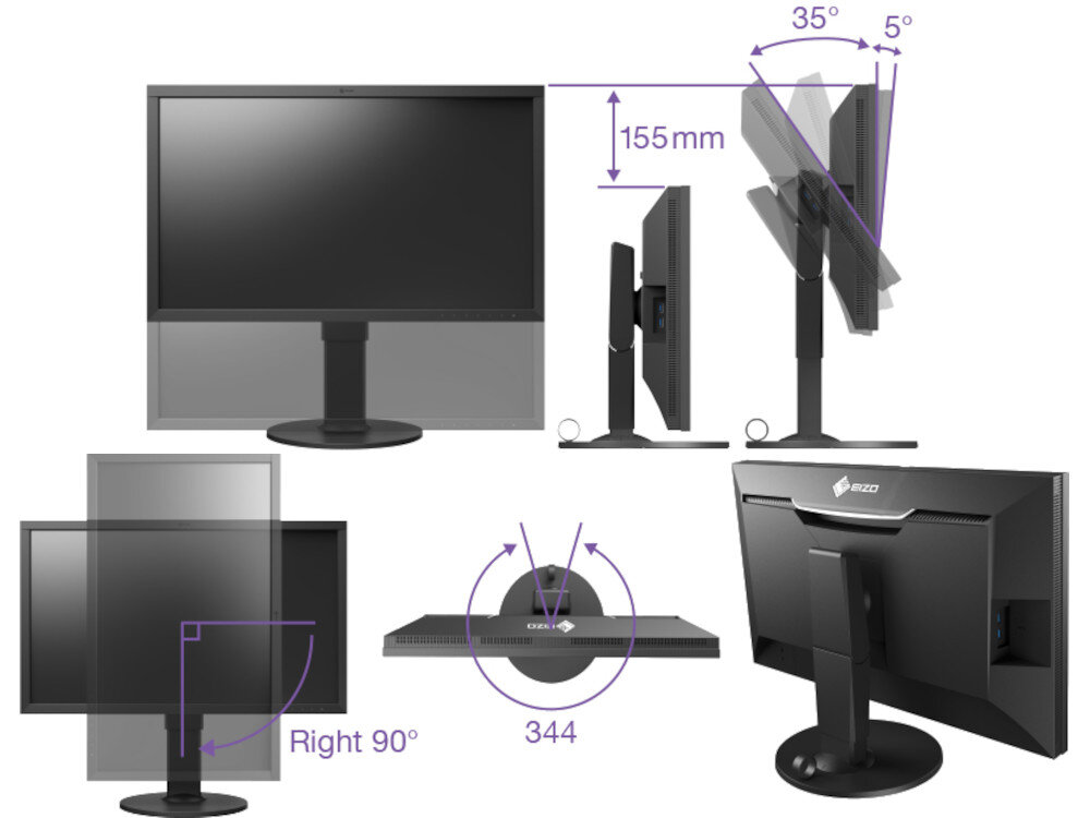 Monitor EIZO ColorEdge CS2740-BK stopka podstawa regulacja położenie rączka przenoszenie