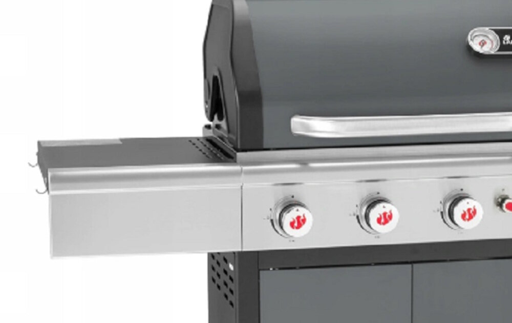 Grill gazowy LANDMANN Triton 4.1 PTS 12964 dwa grillowe ruszty z emaliowanego żeliwa zasobnik ciepła solidny stolik boczny dwa haczyki