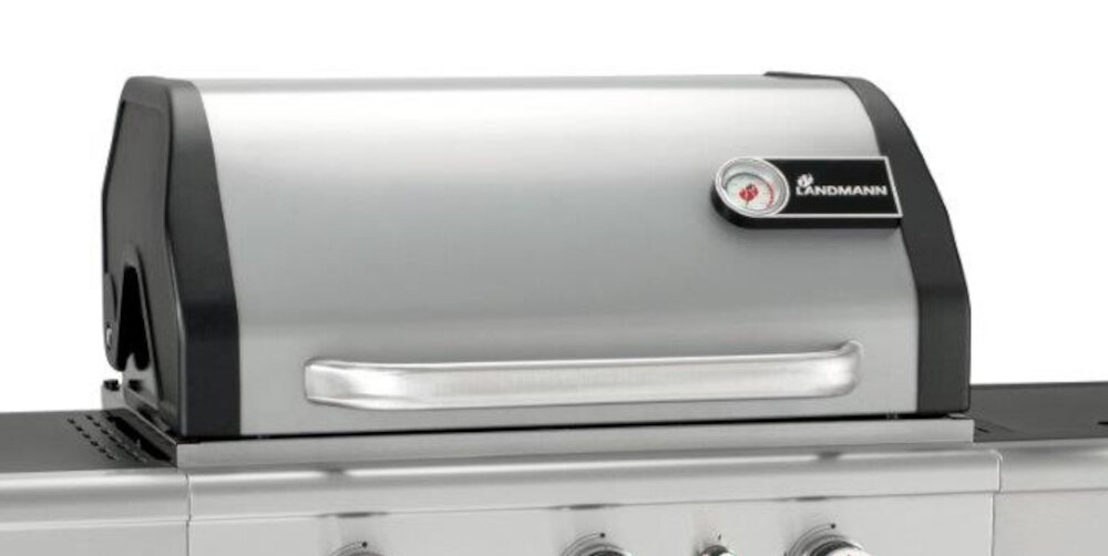 Grill gazowy LANDMANN Triton 3.1 PTS 12945 w pokrywie termometr uchwyt pokrywa zamykana ze stali emaliowanej system dwuścienny