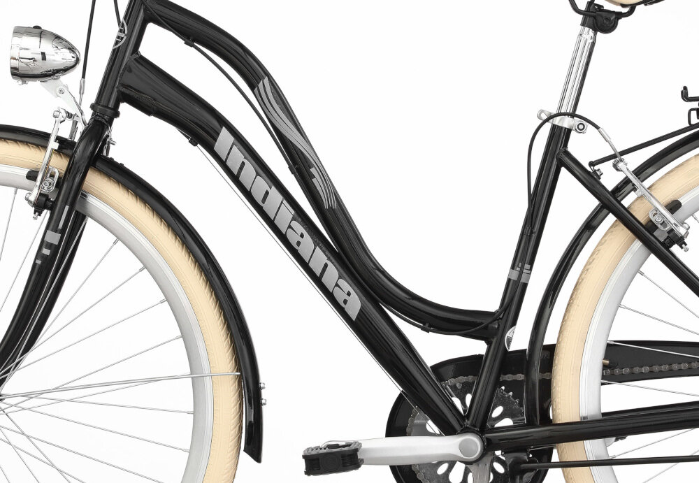 Rower Miejski INDIANA IMPALA 7B 28 cali damski czarny - Rama rozmiar 17,5 cali stalowa typ holenderski trwałość odporność na korozję uszkodzenia mechaniczne