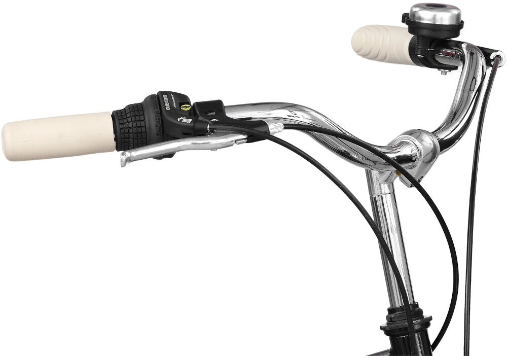 Rower Miejski INDIANA IMPALA 7B 28 cali damski czarny - Kierownica DAWSTAR z aluminium manetki antypoślizgowym materiałem dzwonek