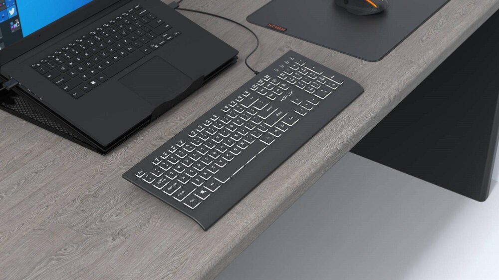 Klawiatura KRUX Ergo Line  -Wygodne podświetlenie 