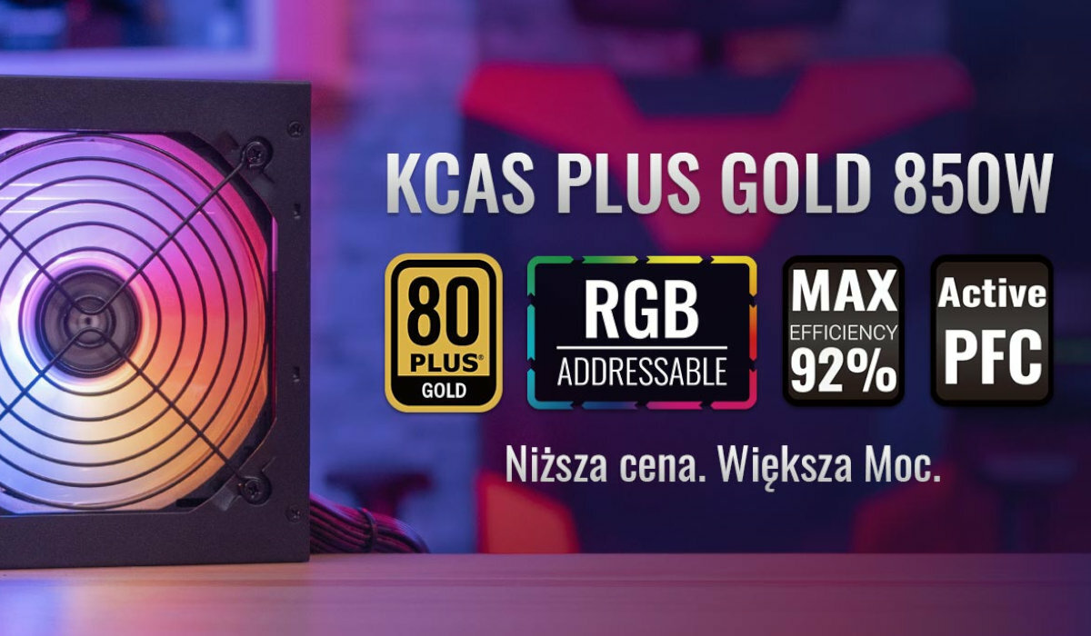 AEROCOOL PGS KCAS Plus RGB 850W Gold certyfikaty