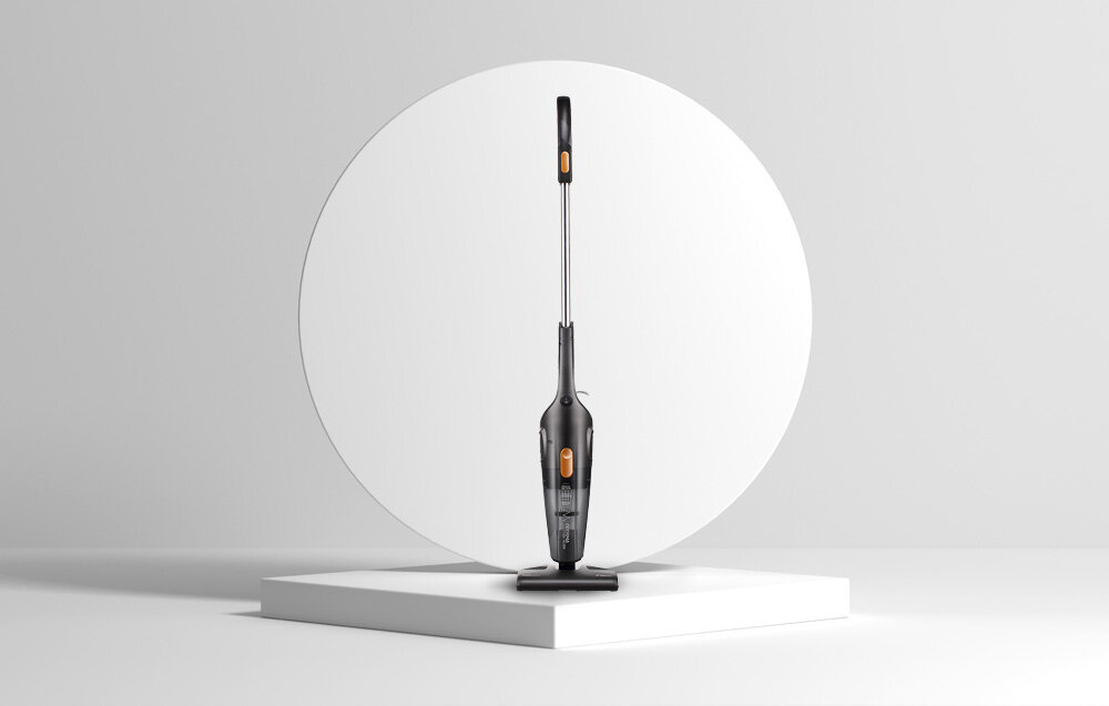 Odkurzacz DEERMA DX115C ergonomiczny ksztalt 5 przewodu haczyk w obudowie atrakcyjny design niewielki rozmiar wyposazenie