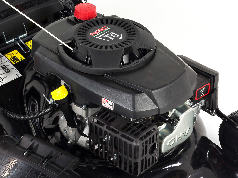 Kosiarka spalinowa NAC LS46-146-HS-ES z napędem silnik 4-suwowy NAC długa bezawaryjna praca pojemność 146 cm3 w technologii OHV moc 2,6 KM żeliwna tuleja cylindra wysoka wytrzymałość