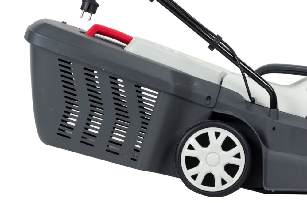 Kosiarka elektryczna NAC LE16-38-PB-KC 1600W kosz plastikowy pojemność 45 l uchwyt na koszu wskaźnik napełnienia