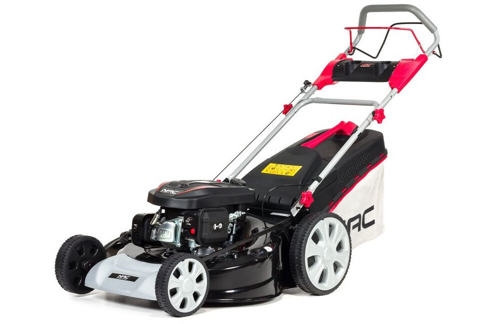 Kosiarka spalinowa NAC LS55-175-HSD-LI z napędem funkcja mulczowania nakierowanie trawy pod automatycznie działający nóż nawóz przystawka do mulczowania