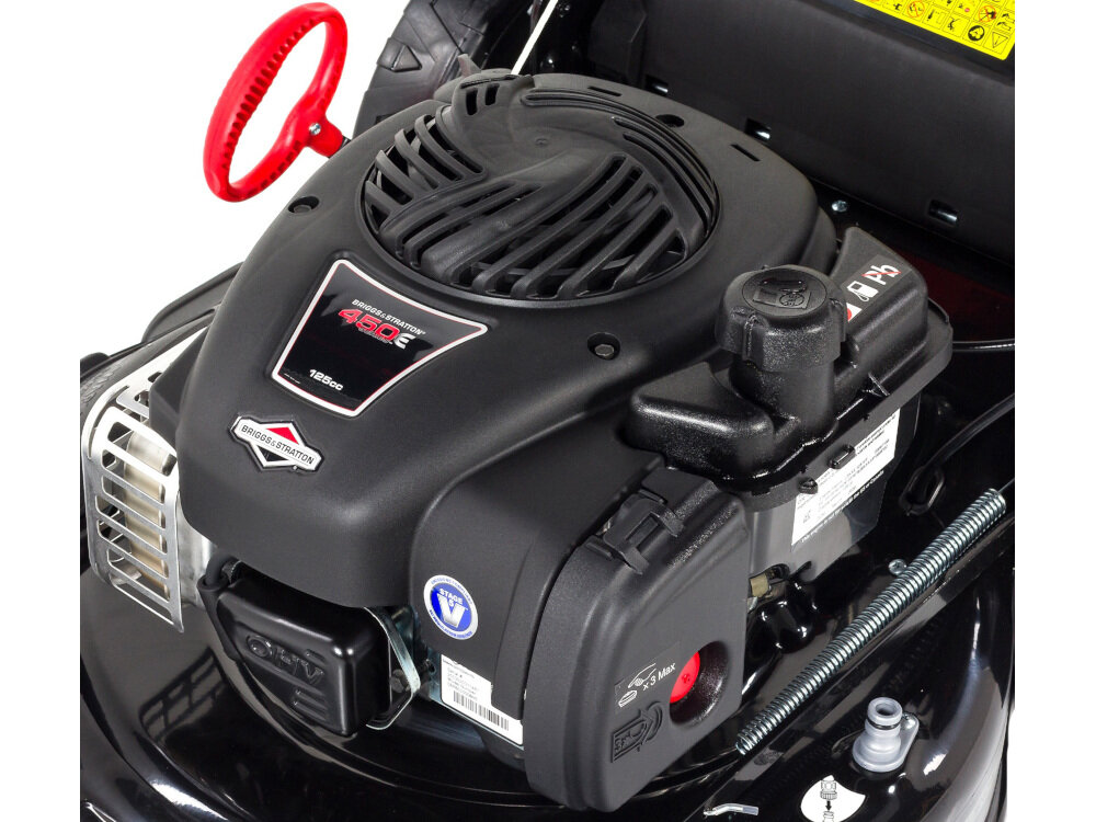 Kosiarka spalinowa NAC LS46-450E-HSS-JR Briggs & Stratton 450E z napędem silnik 4-suwowy Briggs&Stratton 300 Series długa bezawaryjna praca pojemność 125 cm3 w technologii OHV elektroniczny układ zapłonowy MAGNETRON moc 1,7 KW maksymalna moment obrotowy 5,9 Nm