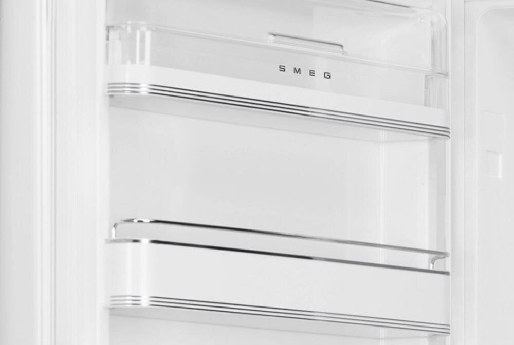 SMEG FAB32LPG5 lodówka półeczki balkoniki przechowywanie produkty spożywcze napoje nabiał jajka porządek