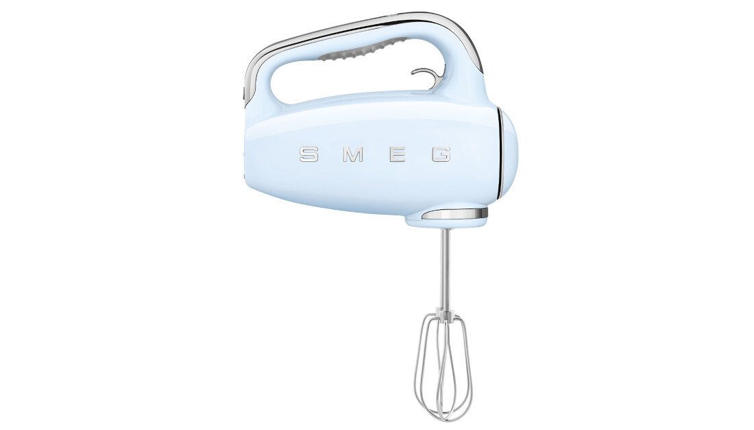 Mikser SMEG HMF01PBEU Błękitny Pewny chwyt i wygoda Ergonomiczny uchwyt z antypoślizgowym wykończeniem wygodne trzymanie dobrze leży w dłoni komfort użytkowania i precyzja ruchów