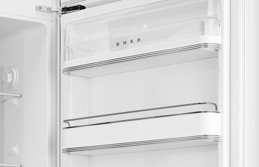 SMEG lodówka półeczki balkoniki przechowywanie produkty spożywcze napoje nabiał jajka porządek