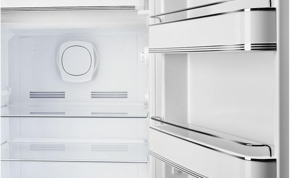 SMEG FAB28RCR5 lodówka półeczki balkoniki przechowywanie produkty spożywcze napoje nabiał jajka porządek