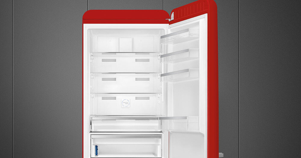 LODÓWKA SMEG FAB38RRD5 No Frost odprowadzanie nadmiaru wilgoci bez lodu szronu dłuższa świeżość łatwe czyszczenie