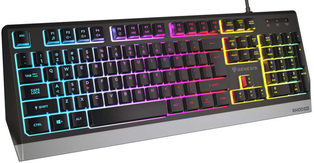 Klawiatura GENESIS Rhod 300 RGB
szeroka kompatybilność, technologia Plug & Play, brak konieczności instalowania dodatkowego oprogramowania,
kompatybilność urządzeniami z systemami Android, Linux, Windows 7, 8, 10, 11, zintegrowany kabel USB-A o długości ok. 175 cm,
produkt na białym tle pod lekkim skosem