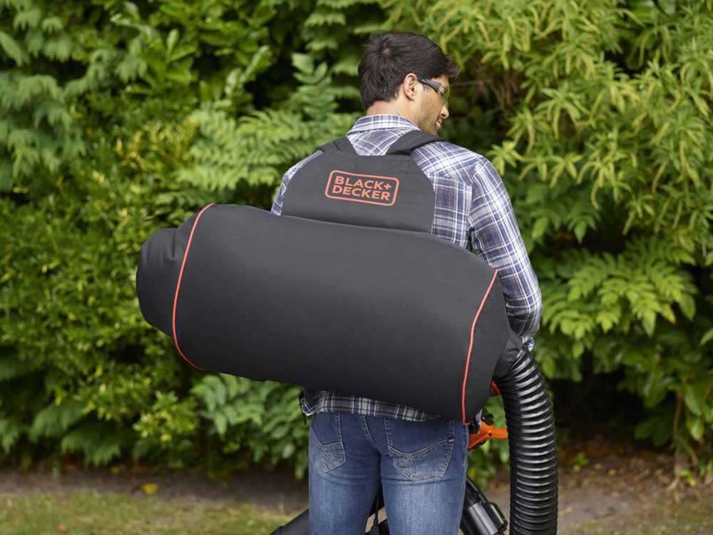 Odkurzacz do liści BLACK&DECKER BEBLV300 pas do przenoszenia latwe manewrowanie nie obciaza rak rownomierne rozlozony ciezar