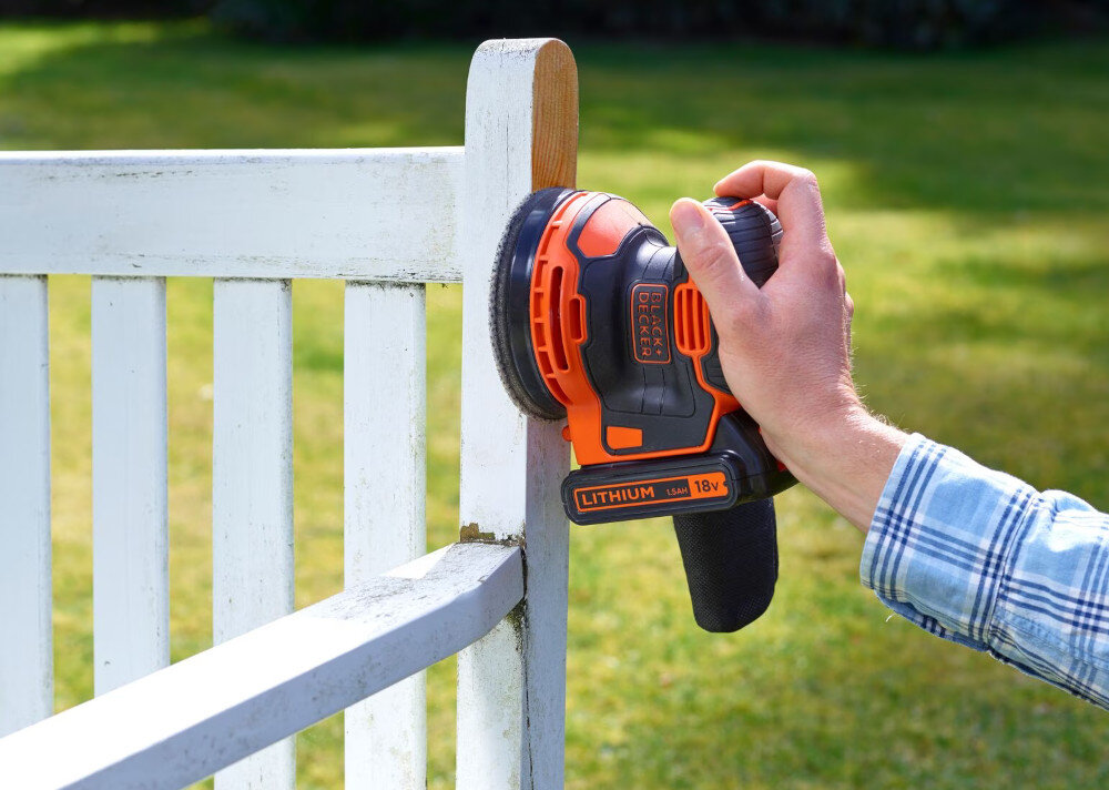 Szlifierka mimośrodowa BLACK&DECKER BDCROS18-QW wysoka skuteczność pracy wysokiej klasy elektronarzędzie ponadprzeciętna mobilność waga 0,9 kg