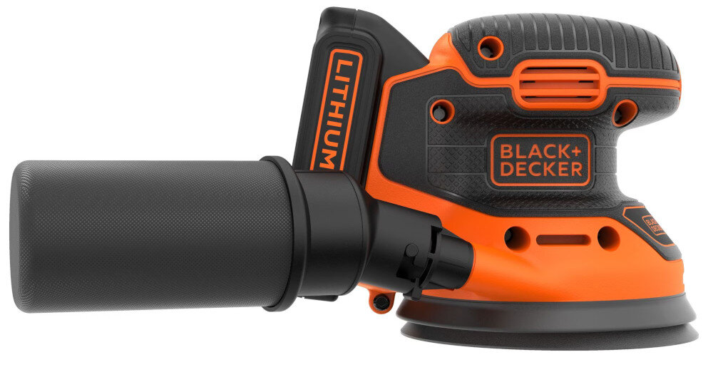 Szlifierka mimośrodowa BLACK&DECKER BDCROS18-QW duże uchwyty pokryte antypoślizgowym tworzywem niski poziom wibracji