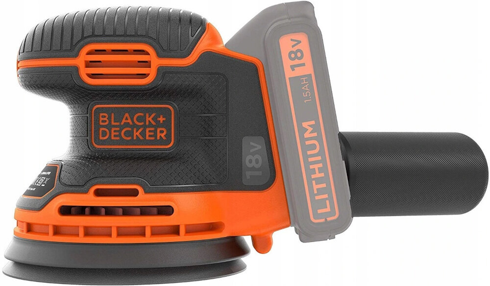 Szlifierka mimośrodowa BLACK&DECKER BDCROS18-QW w zestawie walizka akumulator ładowarka worek na pył instrukcja obsługi w języku polskim karta gwarancyjna