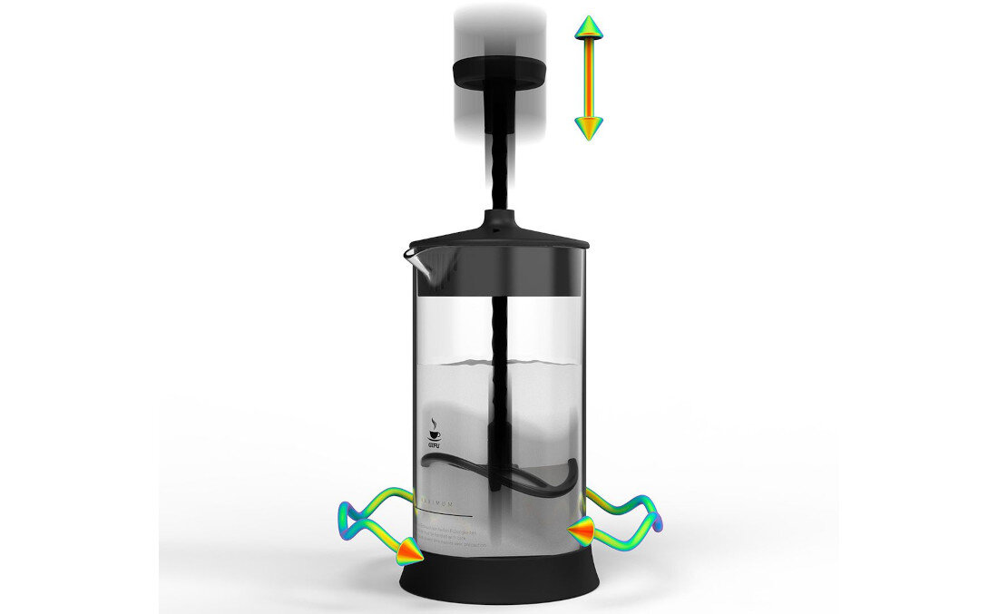 Spieniacz GEFU Antonio G-16370 Codzienna łatwość użycia Mechanizm wirowy piankę do kawy napoje takie jak chai latte Szklany słoik odporny na ciepło nadaje się do kuchenki mikrofalowej