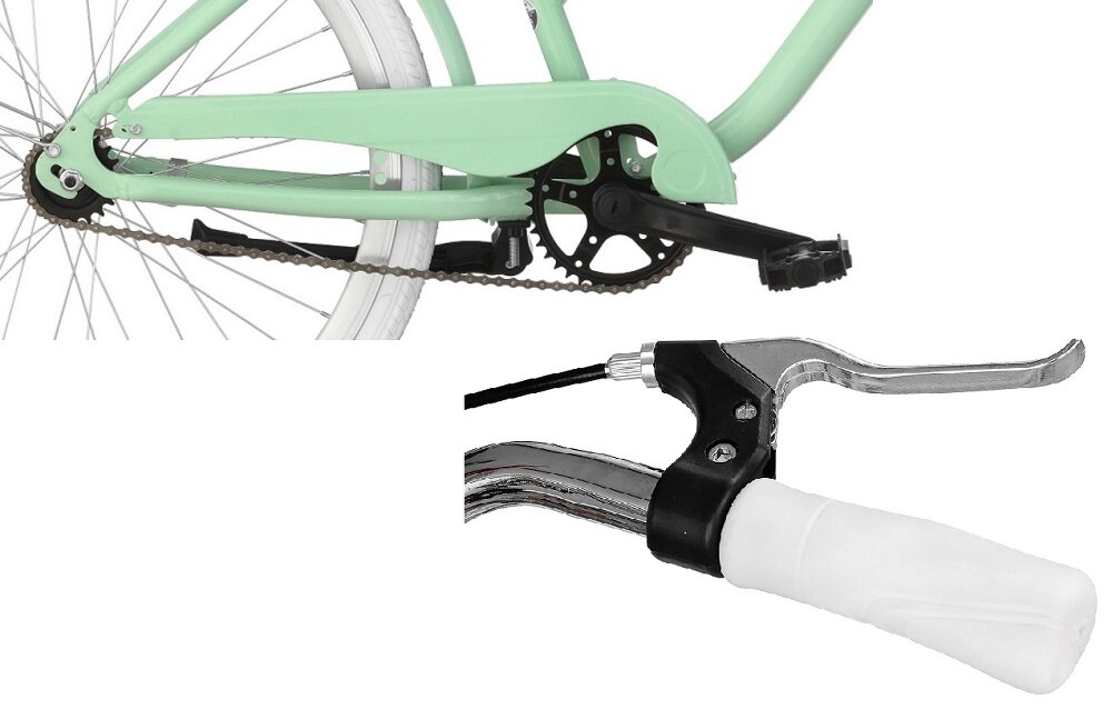 Rower miejski INDIANA X-Cruiser A1B 26 cali damski Miętowy hamulce przedni V-Brake tylny Torpedo cofnięcie pedałów osłona na łańcuch